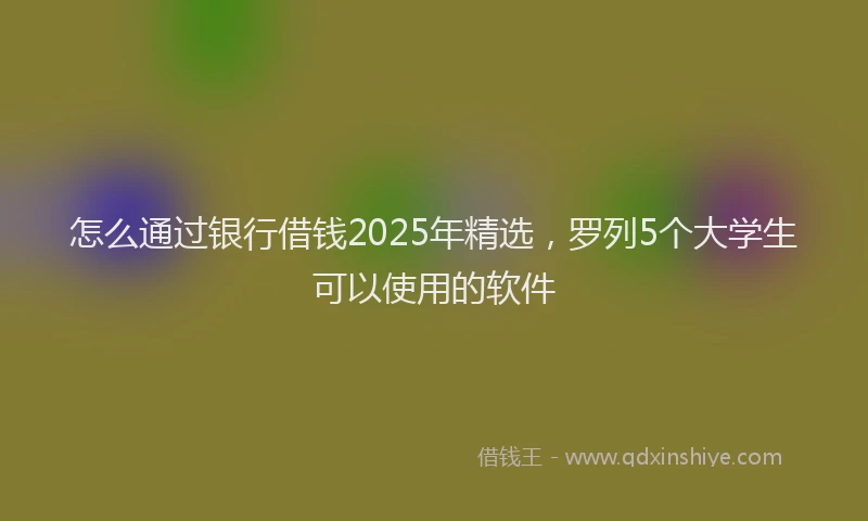 怎么通过银行借钱2025年精选，罗列5个大学生可以使用的软件