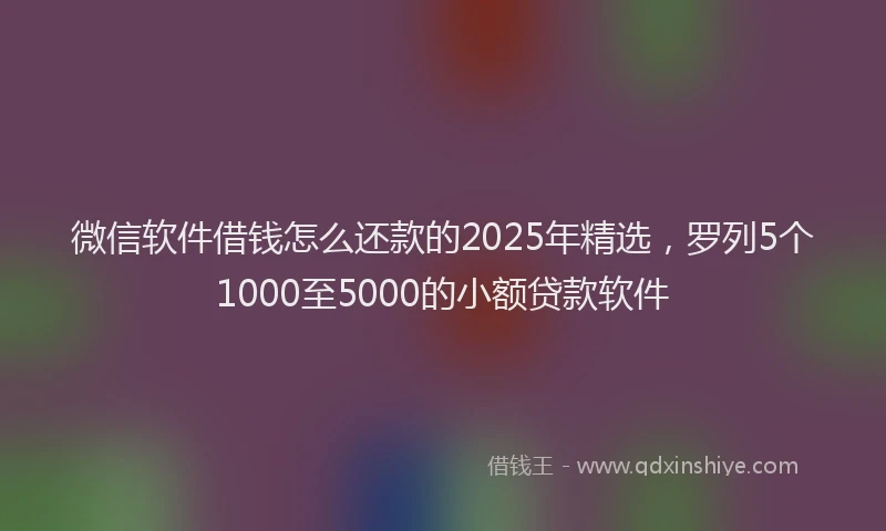 微信软件借钱怎么还款的2025年精选，罗列5个1000至5000的小额贷款软件