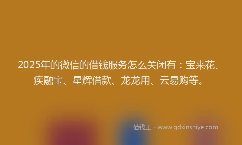 2025年的微信的借钱服务怎么关闭有：宝来花、疾融宝、星辉借款、龙龙用、云易购等。