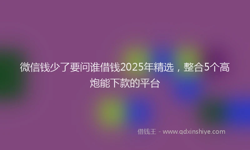 微信钱少了要问谁借钱2025年精选，整合5个高炮能下款的平台