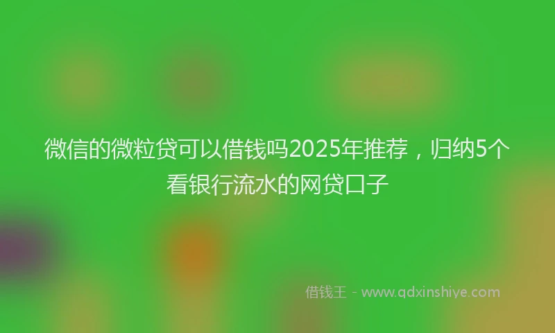 微信的微粒贷可以借钱吗2025年推荐，归纳5个看银行流水的网贷口子