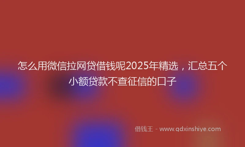 怎么用微信拉网贷借钱呢2025年精选，汇总五个小额贷款不查征信的口子