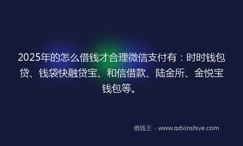2025年的怎么借钱才合理微信支付有：时时钱包贷、钱袋快融贷宝、和信借款、陆金所、金悦宝钱包等。