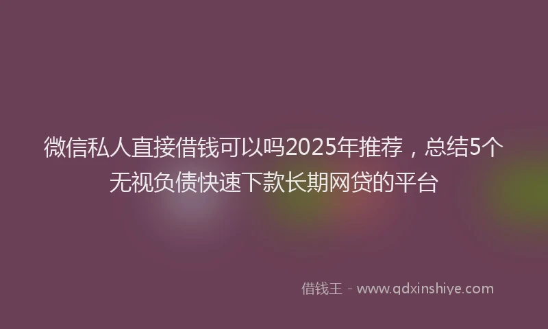 微信私人直接借钱可以吗2025年推荐，总结5个无视负债快速下款长期网贷的平台