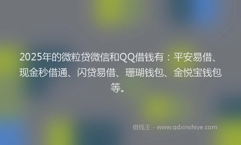 2025年的微粒贷微信和QQ借钱有：平安易借、现金秒借通、闪贷易借、珊瑚钱包、金悦宝钱包等。