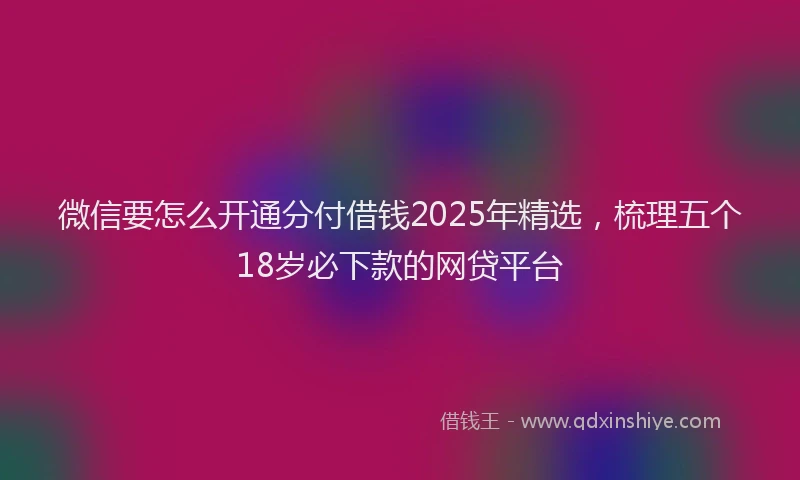 微信要怎么开通分付借钱2025年精选，梳理五个18岁必下款的网贷平台