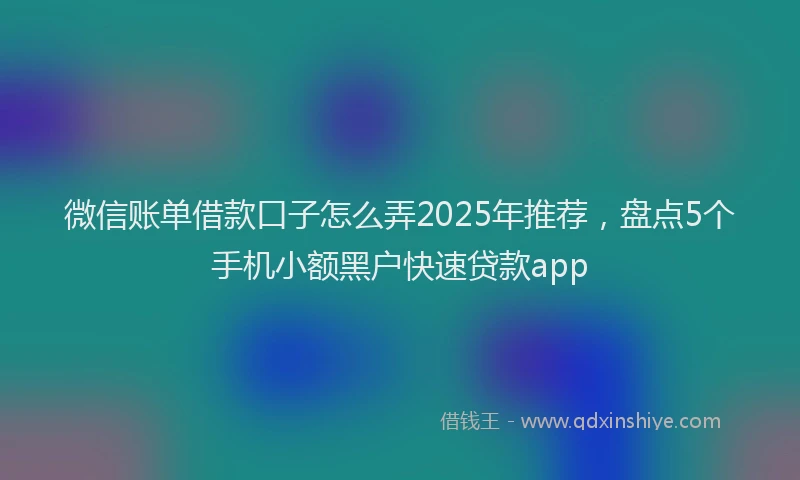 微信账单借款口子怎么弄2025年推荐，盘点5个手机小额黑户快速贷款app
