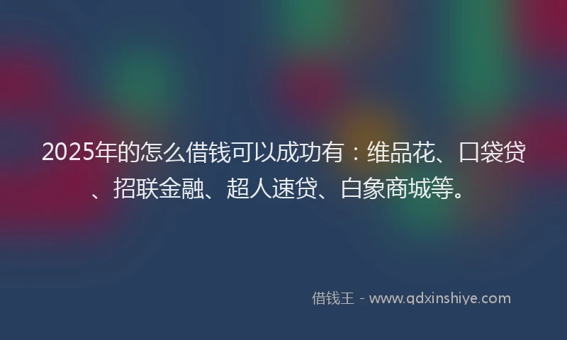 2025年的怎么借钱可以成功有：维品花、口袋贷、招联金融、超人速贷、白象商城等。