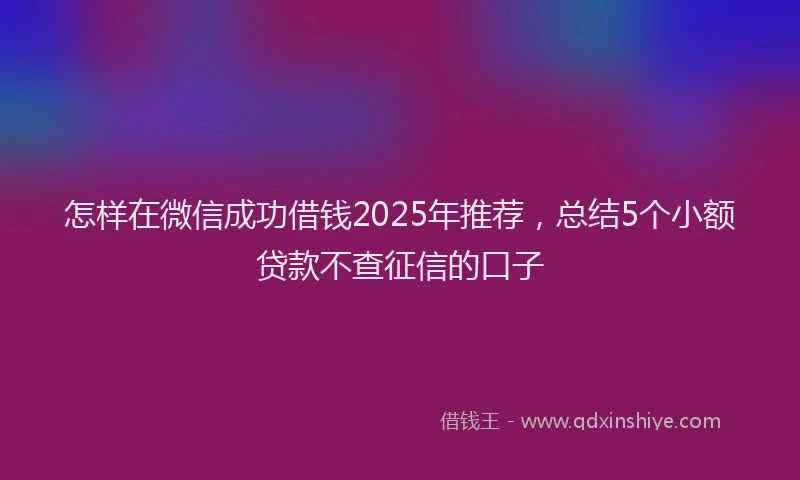怎样在微信成功借钱2025年推荐，总结5个小额贷款不查征信的口子
