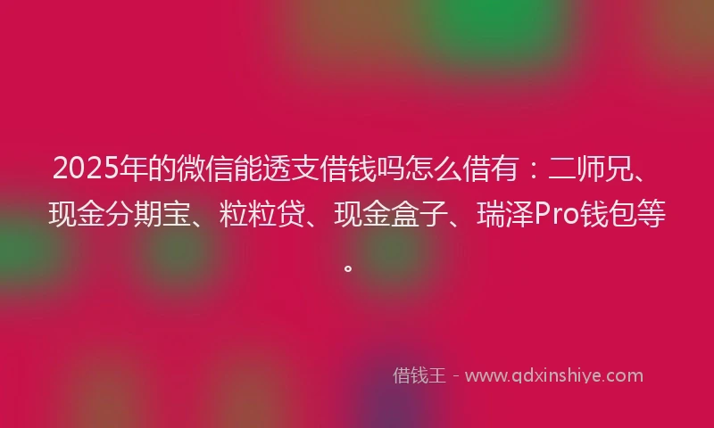 2025年的微信能透支借钱吗怎么借有：二师兄、现金分期宝、粒粒贷、现金盒子、瑞泽Pro钱包等。