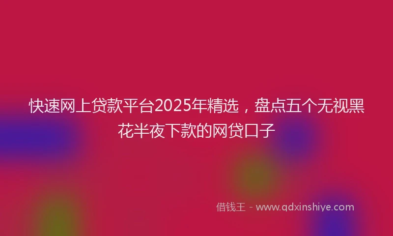 快速网上贷款平台2025年精选，盘点五个无视黑花半夜下款的网贷口子