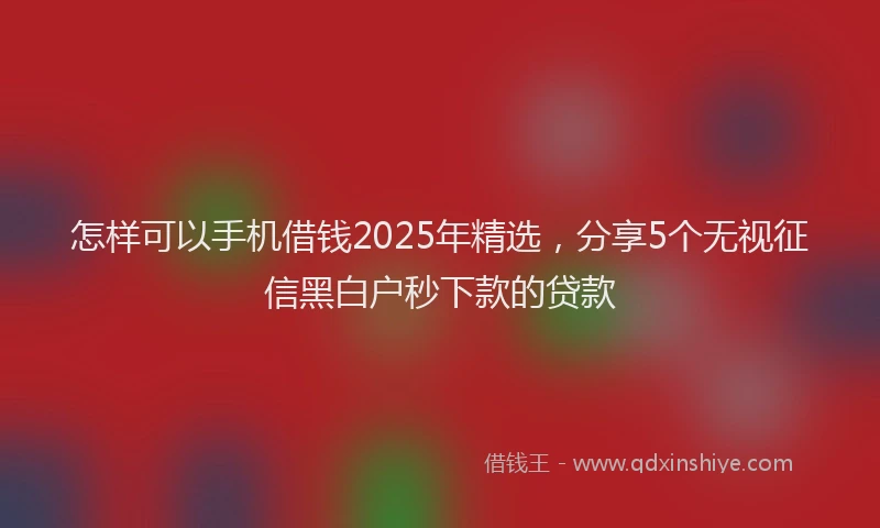 怎样可以手机借钱2025年精选，分享5个无视征信黑白户秒下款的贷款