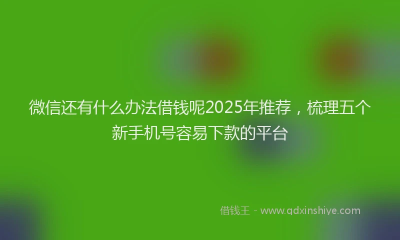 微信还有什么办法借钱呢2025年推荐，梳理五个新手机号容易下款的平台