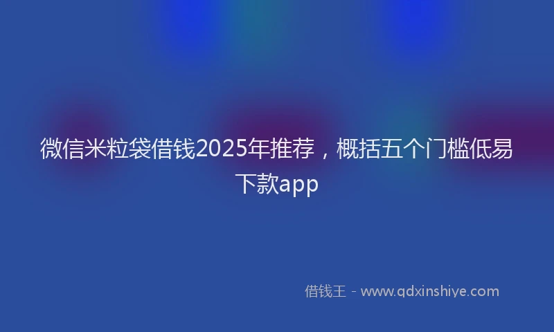 微信米粒袋借钱2025年推荐，概括五个门槛低易下款app
