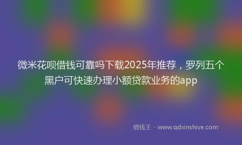 微米花呗借钱可靠吗下载2025年推荐，罗列五个黑户可快速办理小额贷款业务的app