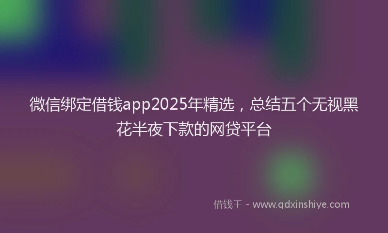 微信绑定借钱app2025年精选，总结五个无视黑花半夜下款的网贷平台