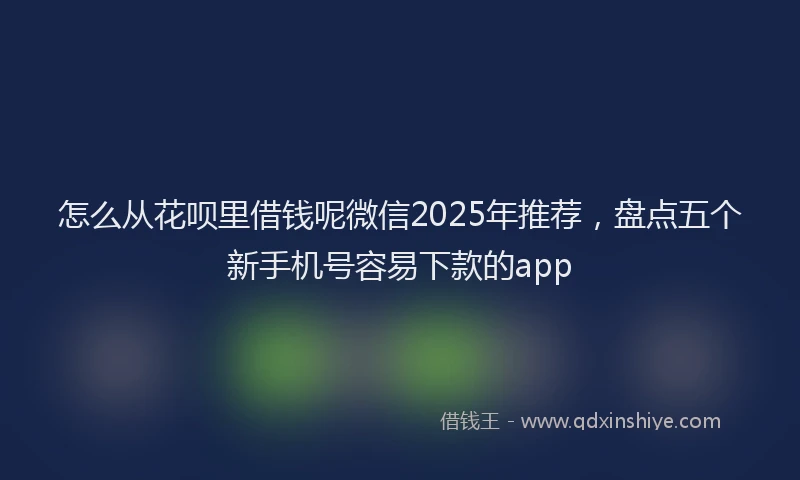 怎么从花呗里借钱呢微信2025年推荐，盘点五个新手机号容易下款的app