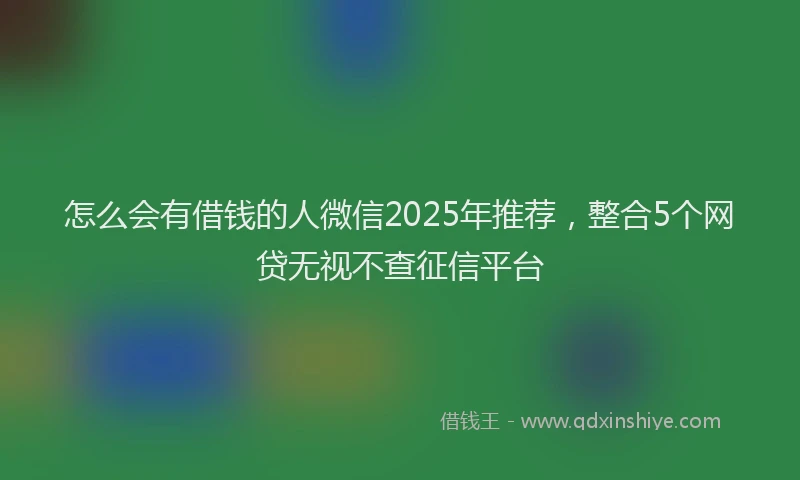 怎么会有借钱的人微信2025年推荐，整合5个网贷无视不查征信平台