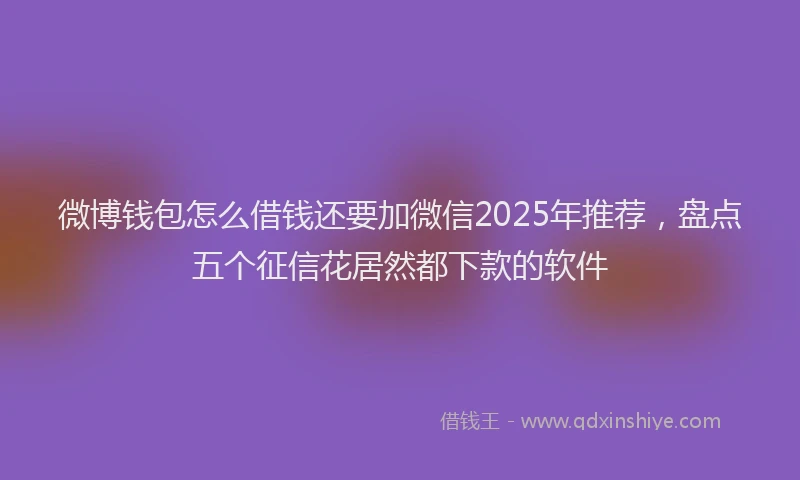 微博钱包怎么借钱还要加微信2025年推荐，盘点五个征信花居然都下款的软件