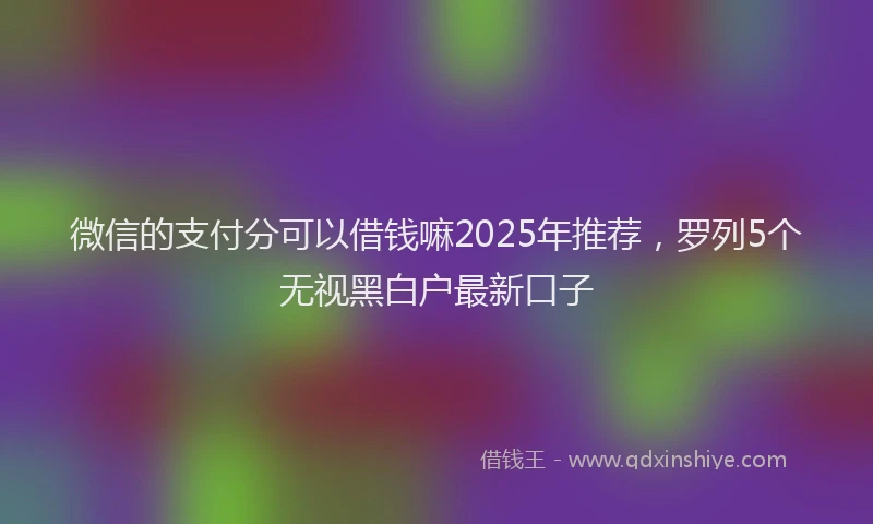 微信的支付分可以借钱嘛2025年推荐，罗列5个无视黑白户最新口子