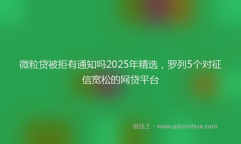 微粒贷被拒有通知吗2025年精选，罗列5个对征信宽松的网贷平台
