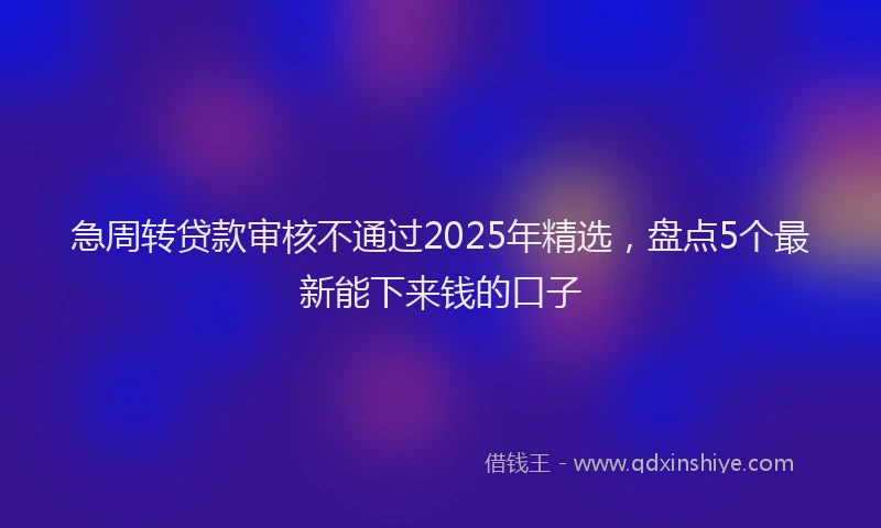 急周转贷款审核不通过2025年精选，盘点5个最新能下来钱的口子