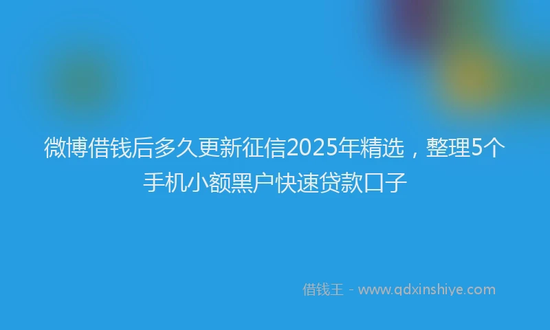 微博借钱后多久更新征信2025年精选，整理5个手机小额黑户快速贷款口子
