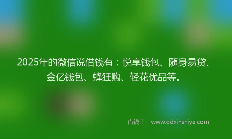 2025年的微信说借钱有：悦享钱包、随身易贷、金亿钱包、蜂狂购、轻花优品等。