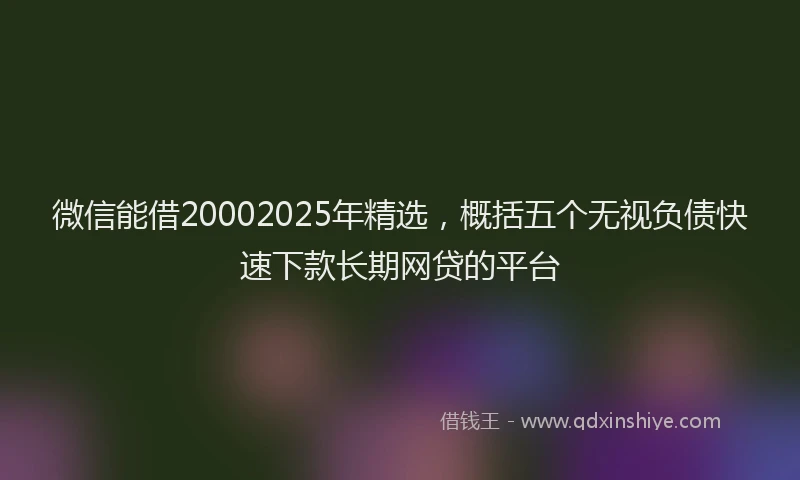 微信能借20002025年精选，概括五个无视负债快速下款长期网贷的平台