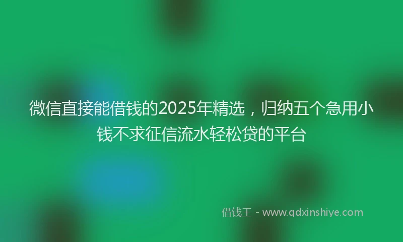 微信直接能借钱的2025年精选，归纳五个急用小钱不求征信流水轻松贷的平台