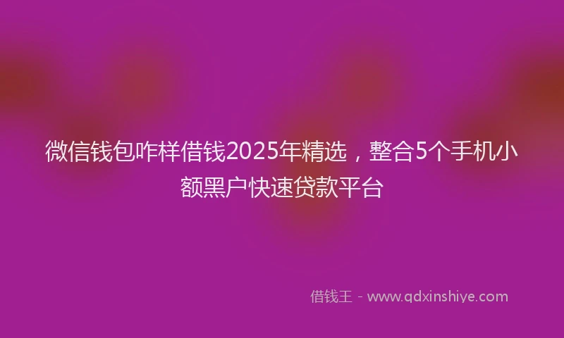 微信钱包咋样借钱2025年精选，整合5个手机小额黑户快速贷款平台