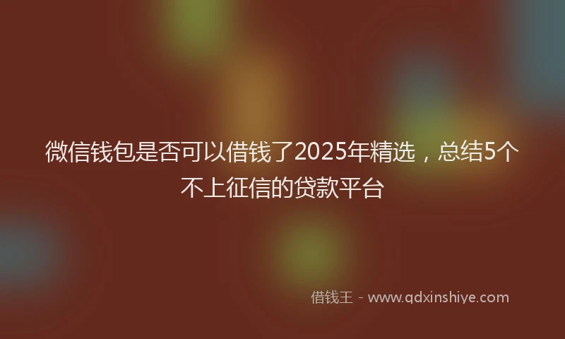 微信钱包是否可以借钱了2025年精选，总结5个不上征信的贷款平台