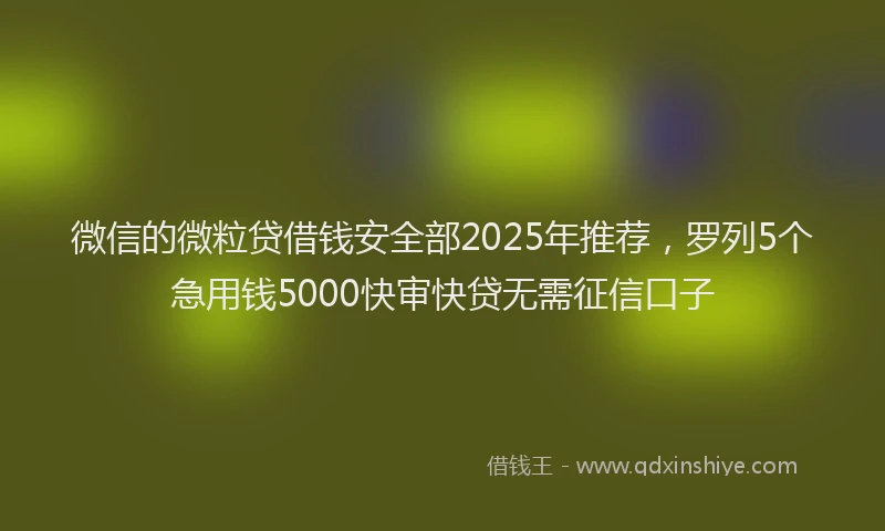 微信的微粒贷借钱安全部2025年推荐，罗列5个急用钱5000快审快贷无需征信口子