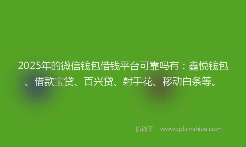 2025年的微信钱包借钱平台可靠吗有：鑫悦钱包、借款宝贷、百兴贷、射手花、移动白条等。