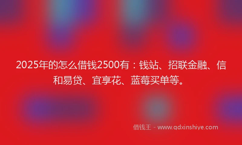2025年的怎么借钱2500有：钱站、招联金融、信和易贷、宜享花、蓝莓买单等。