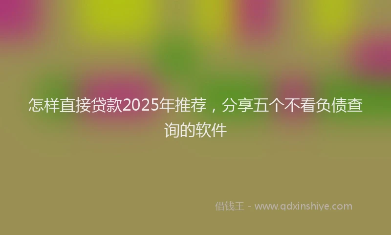 怎样直接贷款2025年推荐，分享五个不看负债查询的软件