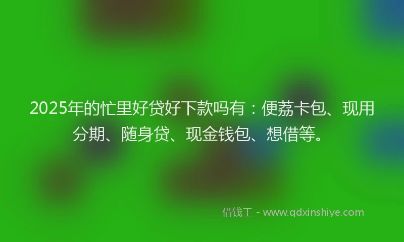 2025年的忙里好贷好下款吗有：便荔卡包、现用分期、随身贷、现金钱包、想借等。