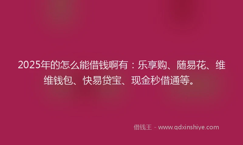 2025年的怎么能借钱啊有：乐享购、随易花、维维钱包、快易贷宝、现金秒借通等。