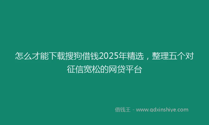 怎么才能下载搜狗借钱2025年精选，整理五个对征信宽松的网贷平台