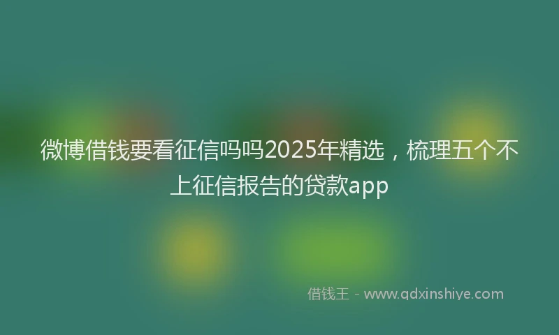 微博借钱要看征信吗吗2025年精选，梳理五个不上征信报告的贷款app