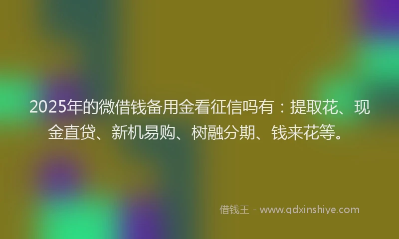 2025年的微借钱备用金看征信吗有：提取花、现金直贷、新机易购、树融分期、钱来花等。