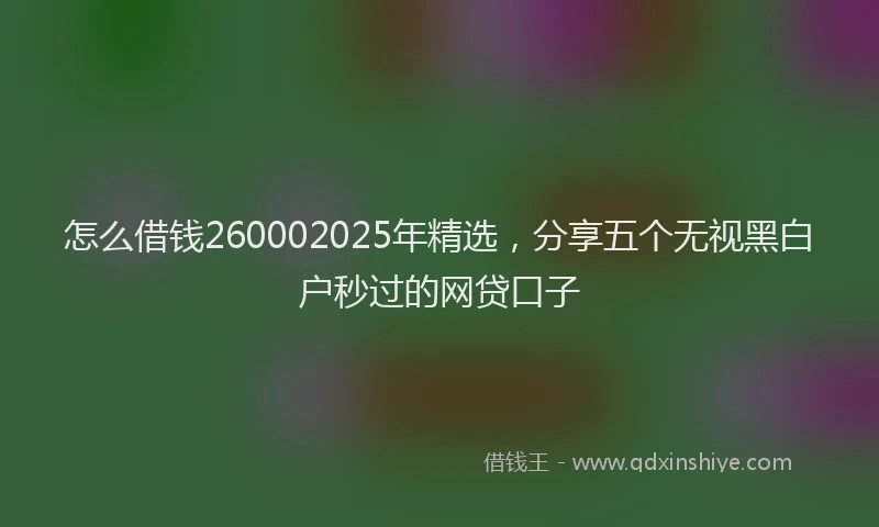 怎么借钱260002025年精选，分享五个无视黑白户秒过的网贷口子
