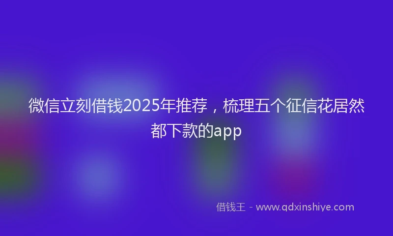 微信立刻借钱2025年推荐，梳理五个征信花居然都下款的app