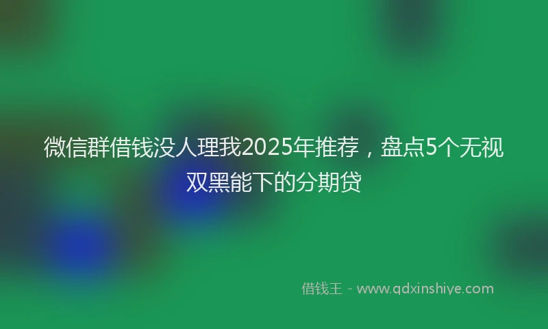 微信群借钱没人理我2025年推荐，盘点5个无视双黑能下的分期贷