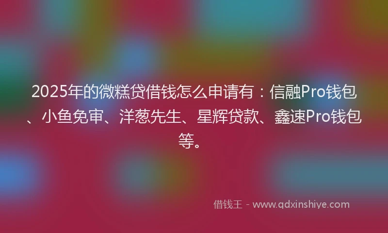 2025年的微糕贷借钱怎么申请有：信融Pro钱包、小鱼免审、洋葱先生、星辉贷款、鑫速Pro钱包等。