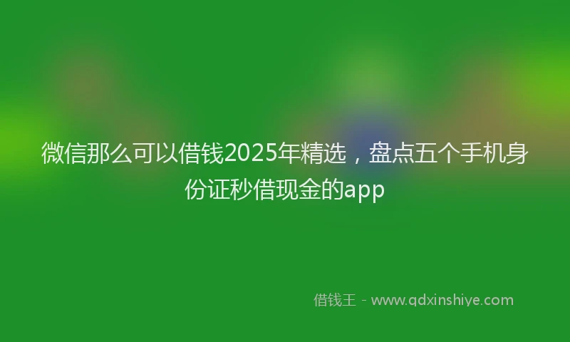 微信那么可以借钱2025年精选，盘点五个手机身份证秒借现金的app