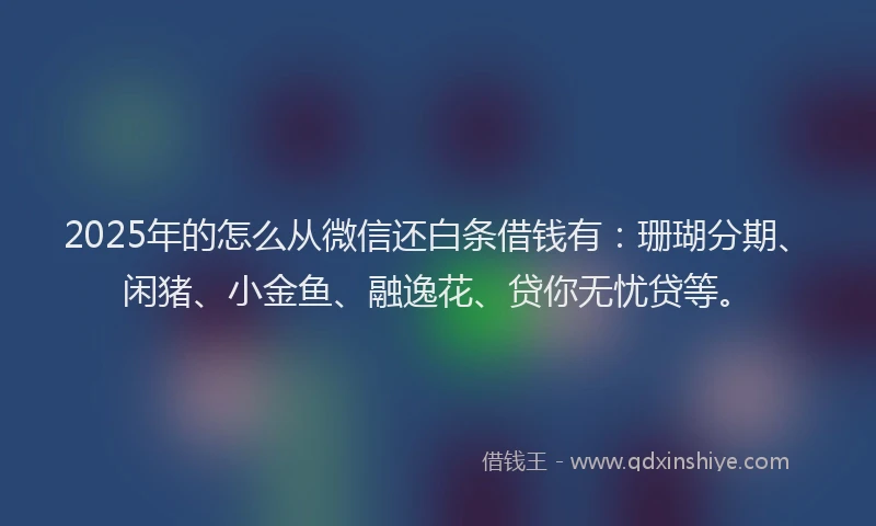 2025年的怎么从微信还白条借钱有：珊瑚分期、闲猪、小金鱼、融逸花、贷你无忧贷等。