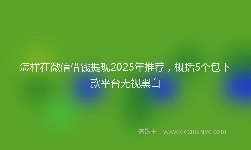 怎样在微信借钱提现2025年推荐，概括5个包下款平台无视黑白