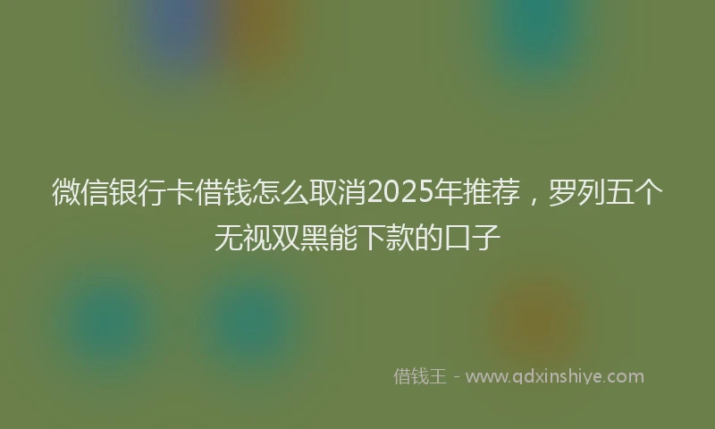 微信银行卡借钱怎么取消2025年推荐，罗列五个无视双黑能下款的口子