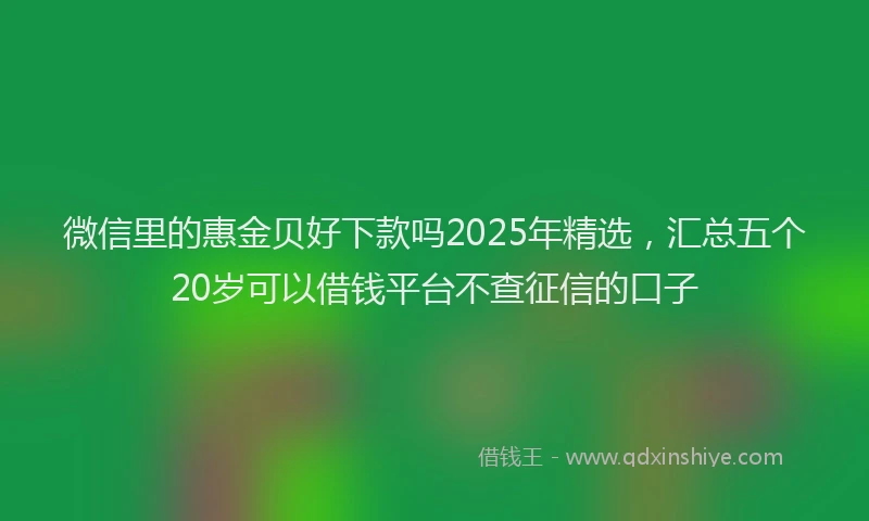 微信里的惠金贝好下款吗2025年精选，汇总五个20岁可以借钱平台不查征信的口子